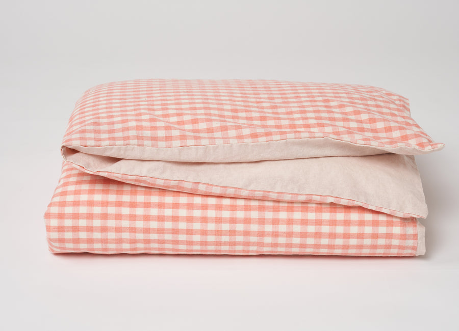 Pink Gingham Duvet Set