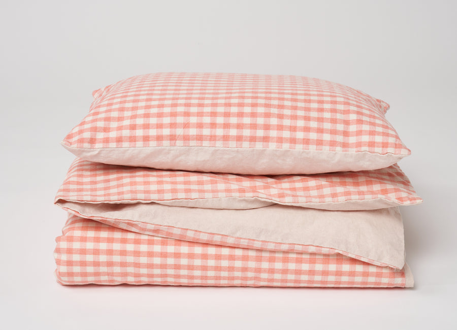 Pink Gingham Duvet Set