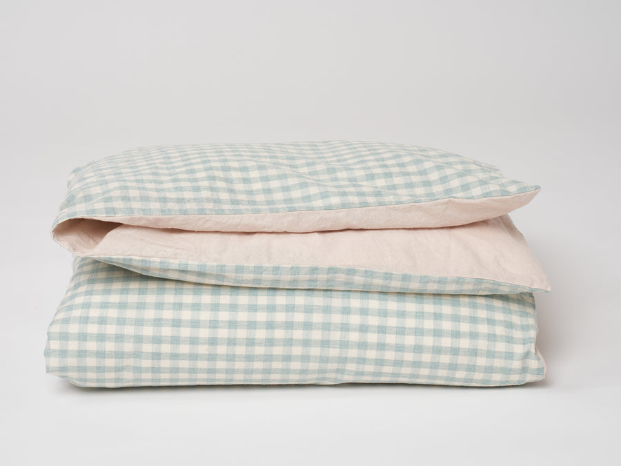 Mint Gingham Duvet Set