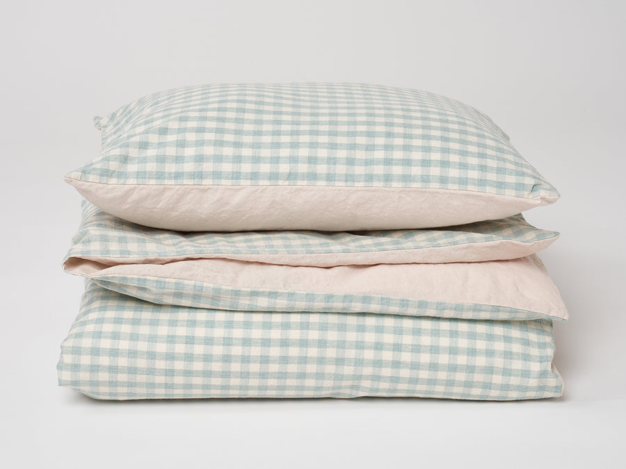 Mint Gingham Duvet Set