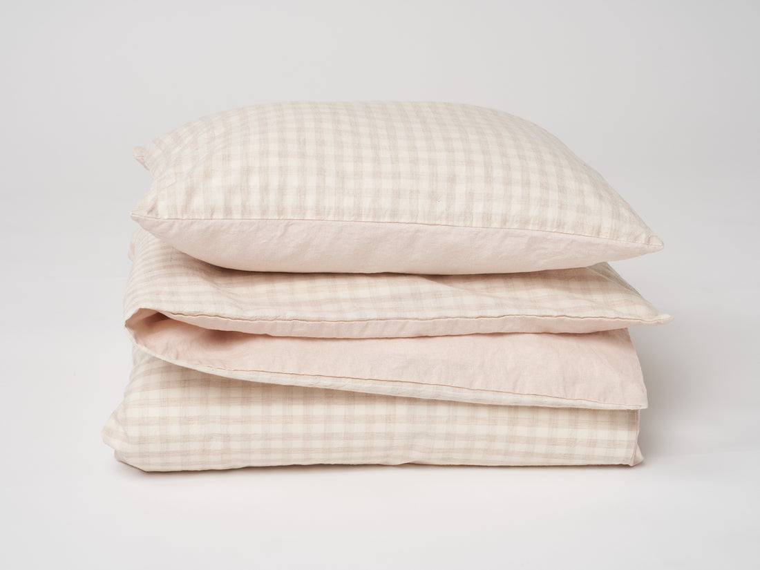 Oatmeal Gingham Duvet Set